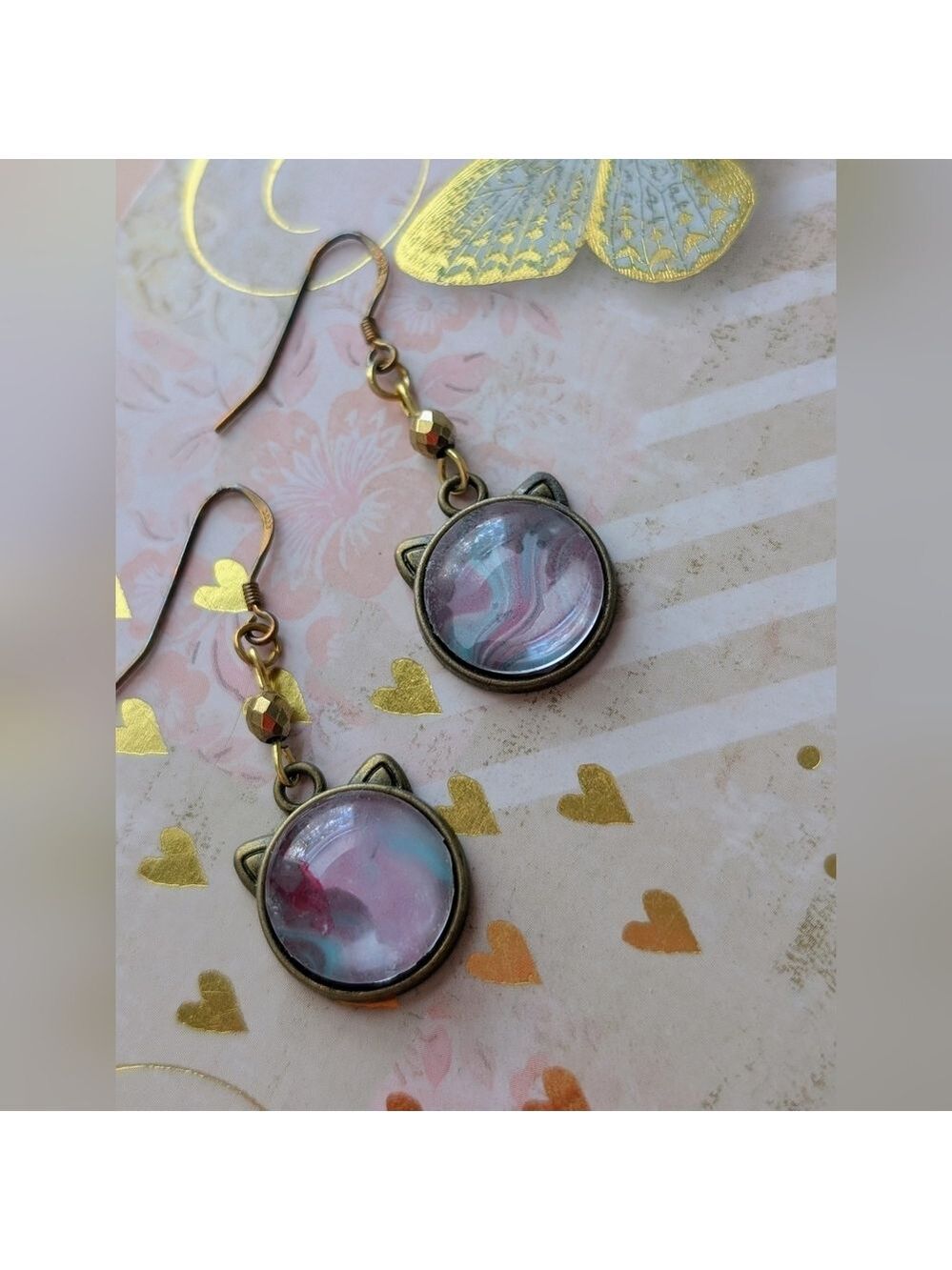 Elegant Cat Ear Drop Earrings - Picture 3 of 3